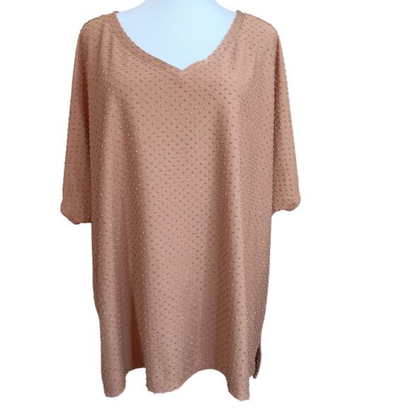 MAURICES 24/7 Flowy Tunic Top 2X V-Neck Textured Soft Nuetral Comfort Work Brown - Picture 7 of 7